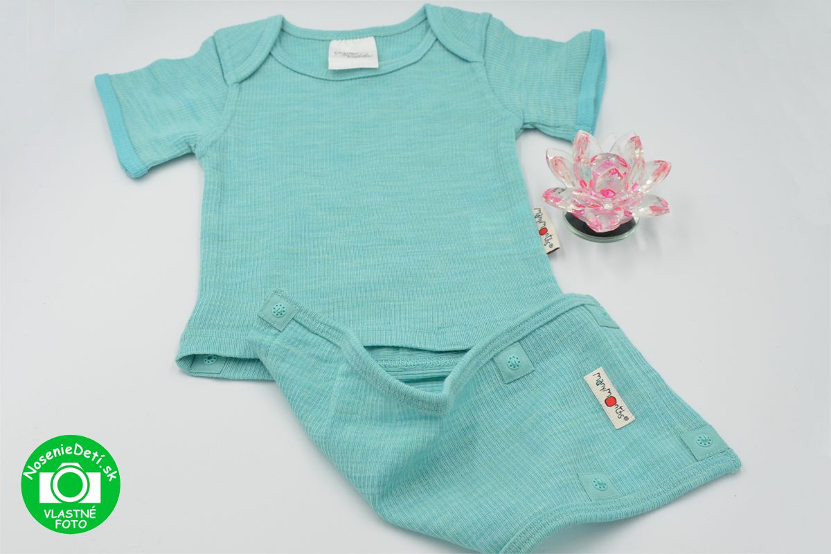 Detské celoročné merino Body Tričko Manymonths 4-Season Aqua blue