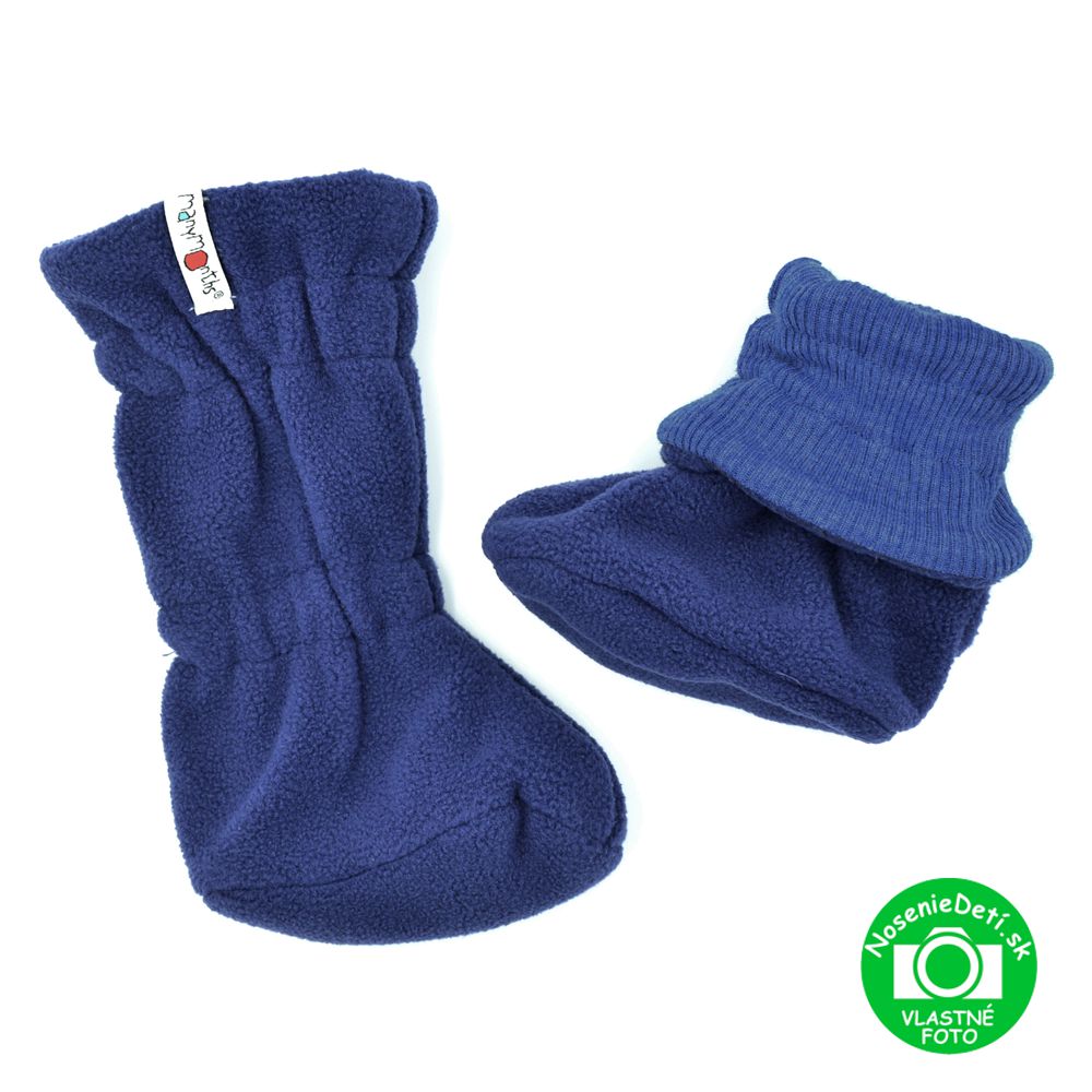 Merino vlnené vysoké capačky pre deti Manymonths Winter Classic Blue