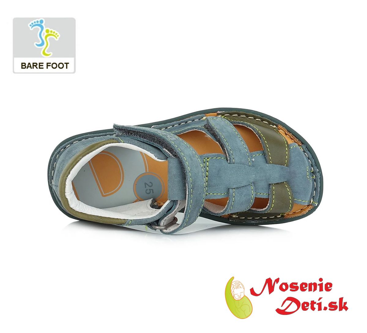 Chlapecké barefoot sandály s pevnou patou Modrošedé D.D. Step 076-382C
