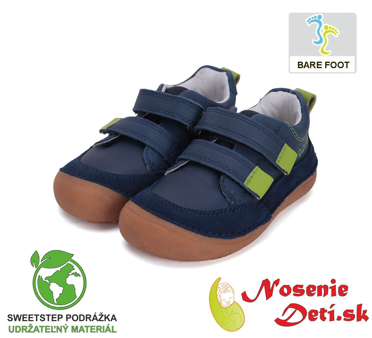 Detské barefoot kožené topánky tenisky D. D. Step Royal Blue 063-51483