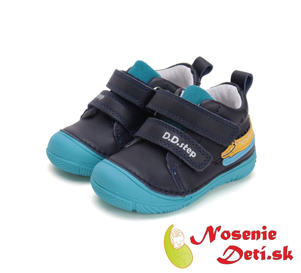 Chlapčenské prechodné kožené topánky D.D. Step Royal Blue Krokodíl 082-51541