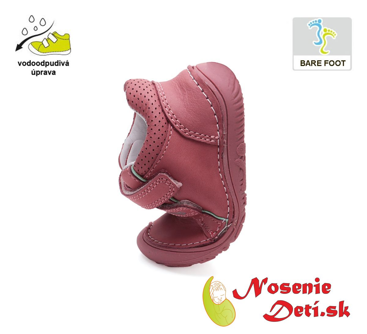 Dievčenské barefoot prechodné topánky D. D. Step Dark Pink 073-42466B. Určené pre normálne/široké chodidlá. Vodoodpudivá povrchová úprava. 