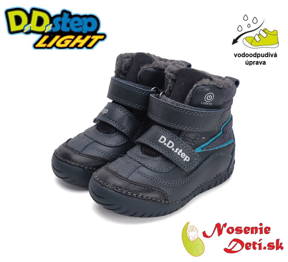 Chlapčenské zimné svietiace blikajúce topánky D.D. Step Royal Blue Blesk W050-42707