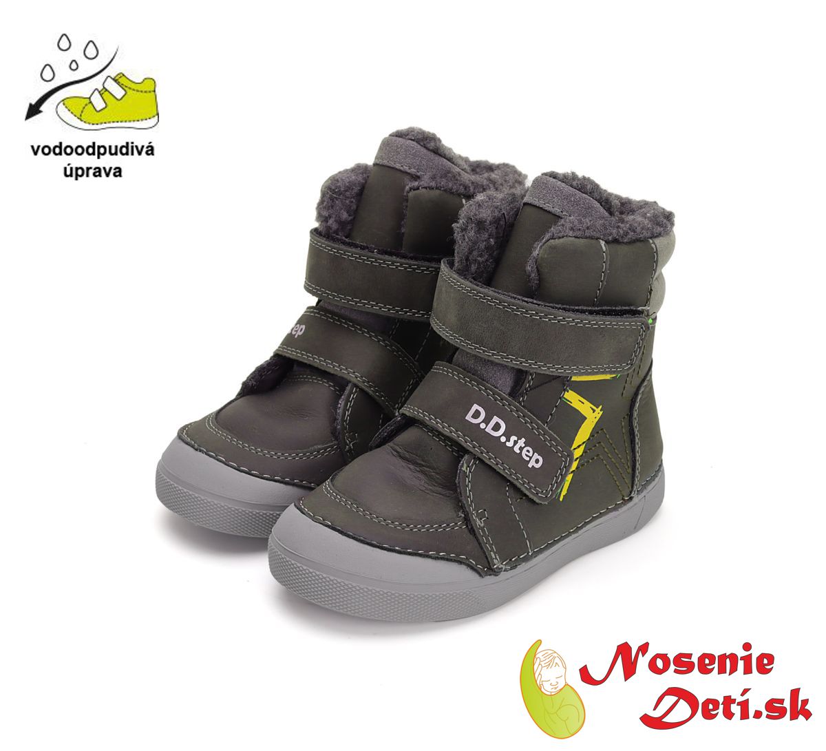 Chlapčenské vyššie kožené zimné topánky D.D. Step Dark Grey W068-42921