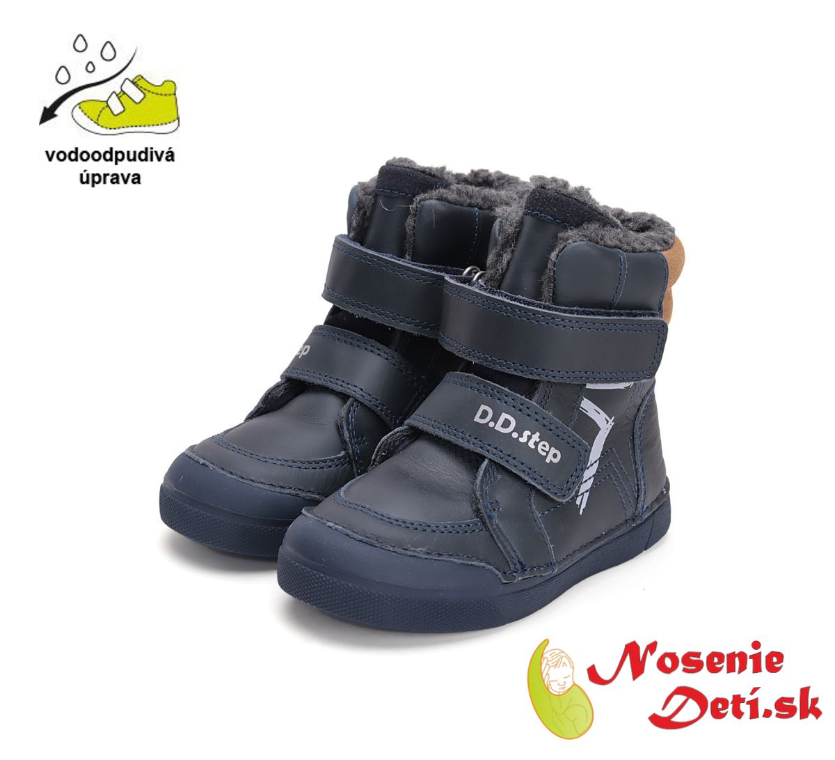 Chlapčenské vyššie kožené zimné topánky D.D. Step Royal Blue W068-42921B