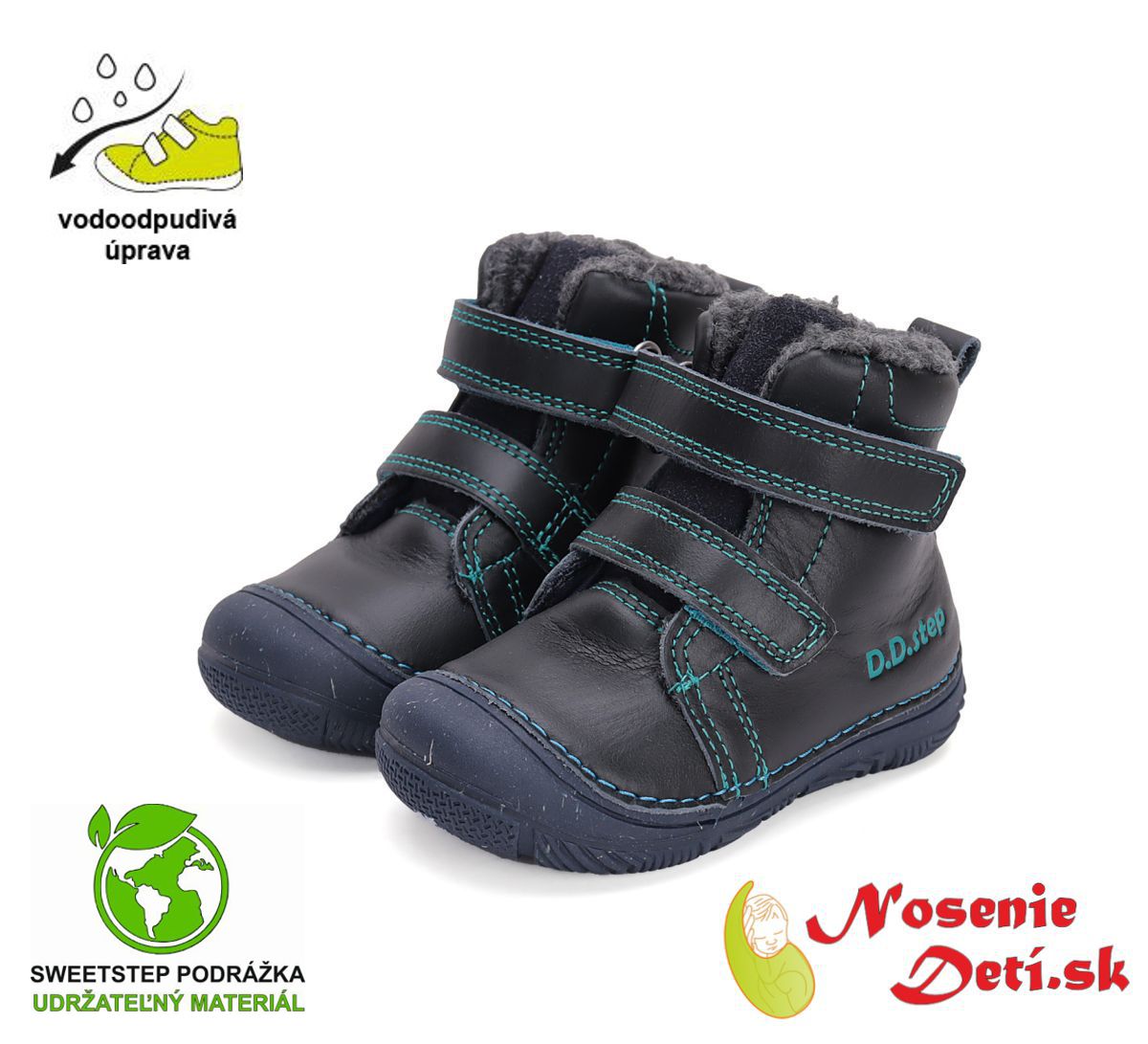 Detské chlapčenské zimné vyššie topánky D.D. Step Royal Blue 082-42385