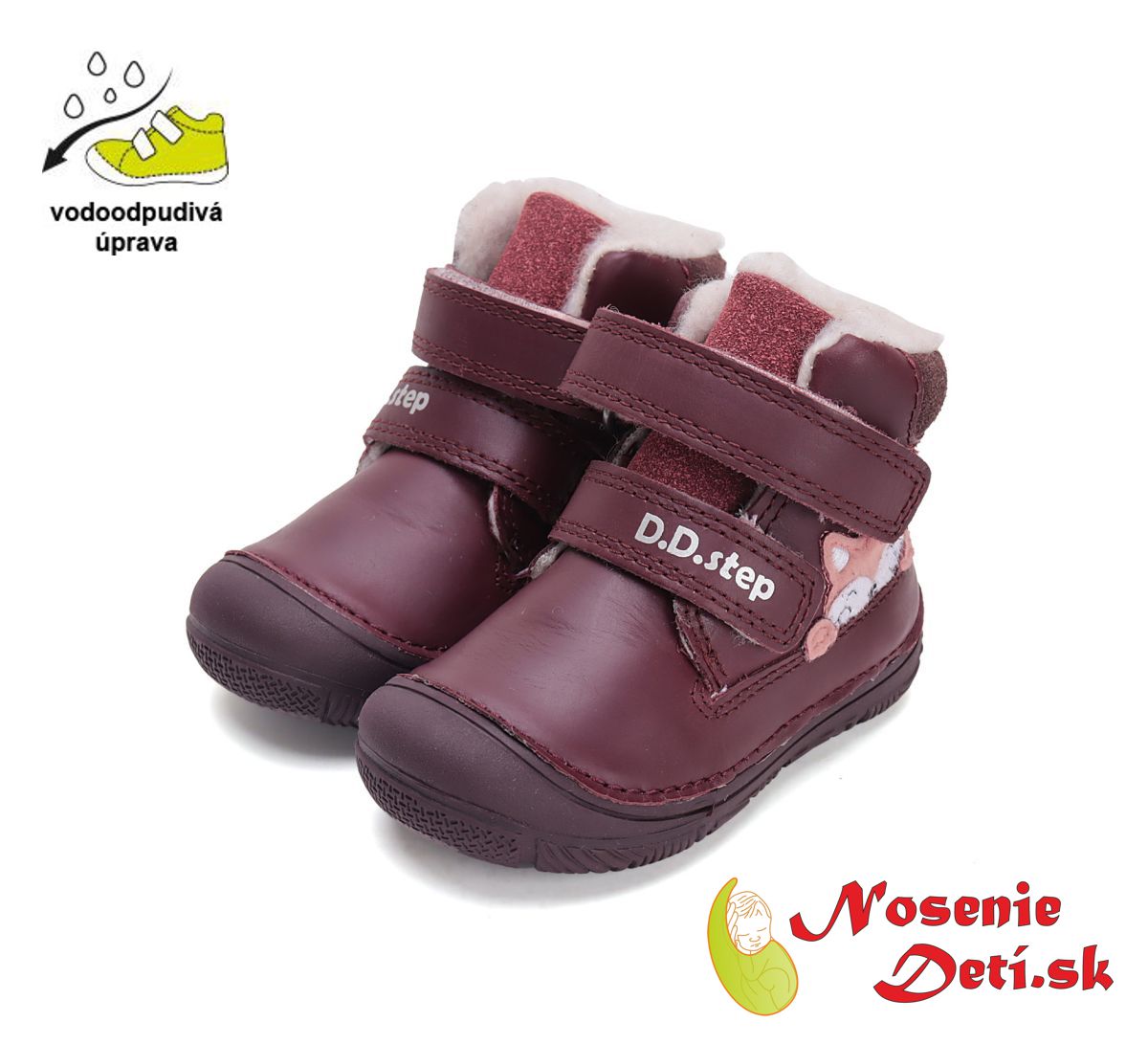 Dívčí zimní kožené boty D.D.Step Raspberry Koťátko 082-42774A