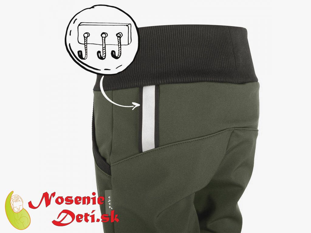 Detské softshellové nohavice s fleecom Street Khaki