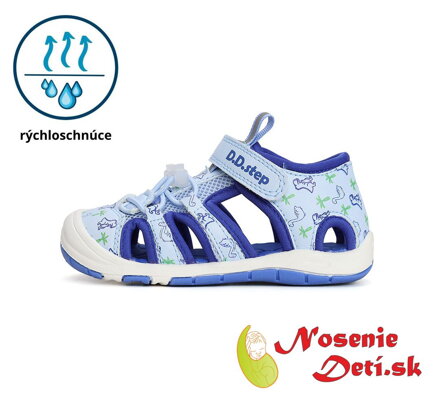 Chlapčenské detské športové sandále D.D. Step Sky Blue Dino 065-41329B