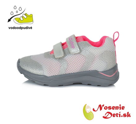 Dívčí voděodolná sportovní obuv tenisky D.D. Step Stříbrné F61-512C